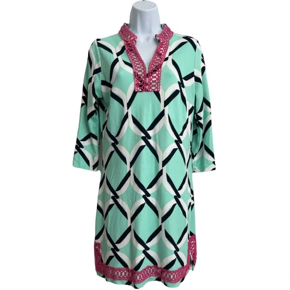 crown and ivy green and white dress Loose Solid Sleeveless Party Mini Dresses